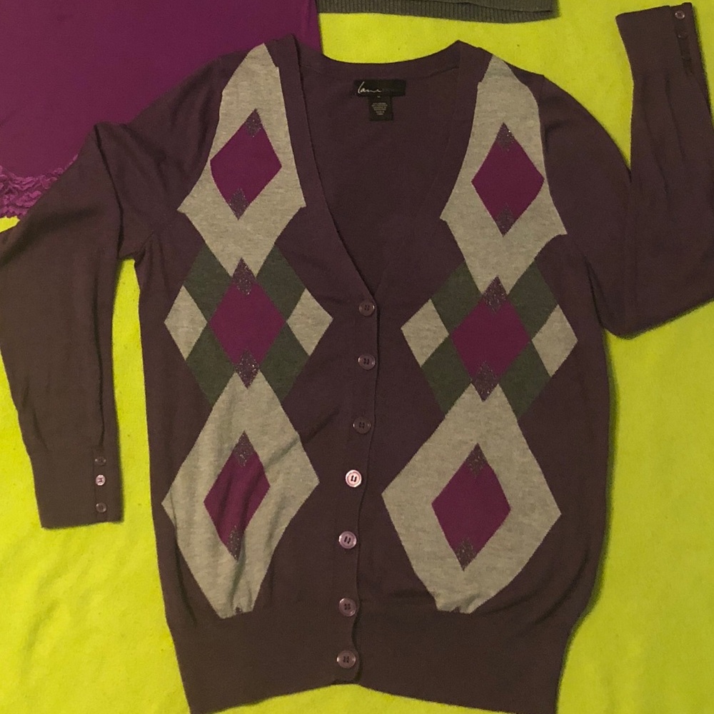 Beautiful Jewel tone Lane Bryant argyle cardigan